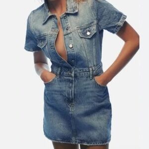 Zara denim button down mini dress. Size small. New with tag.